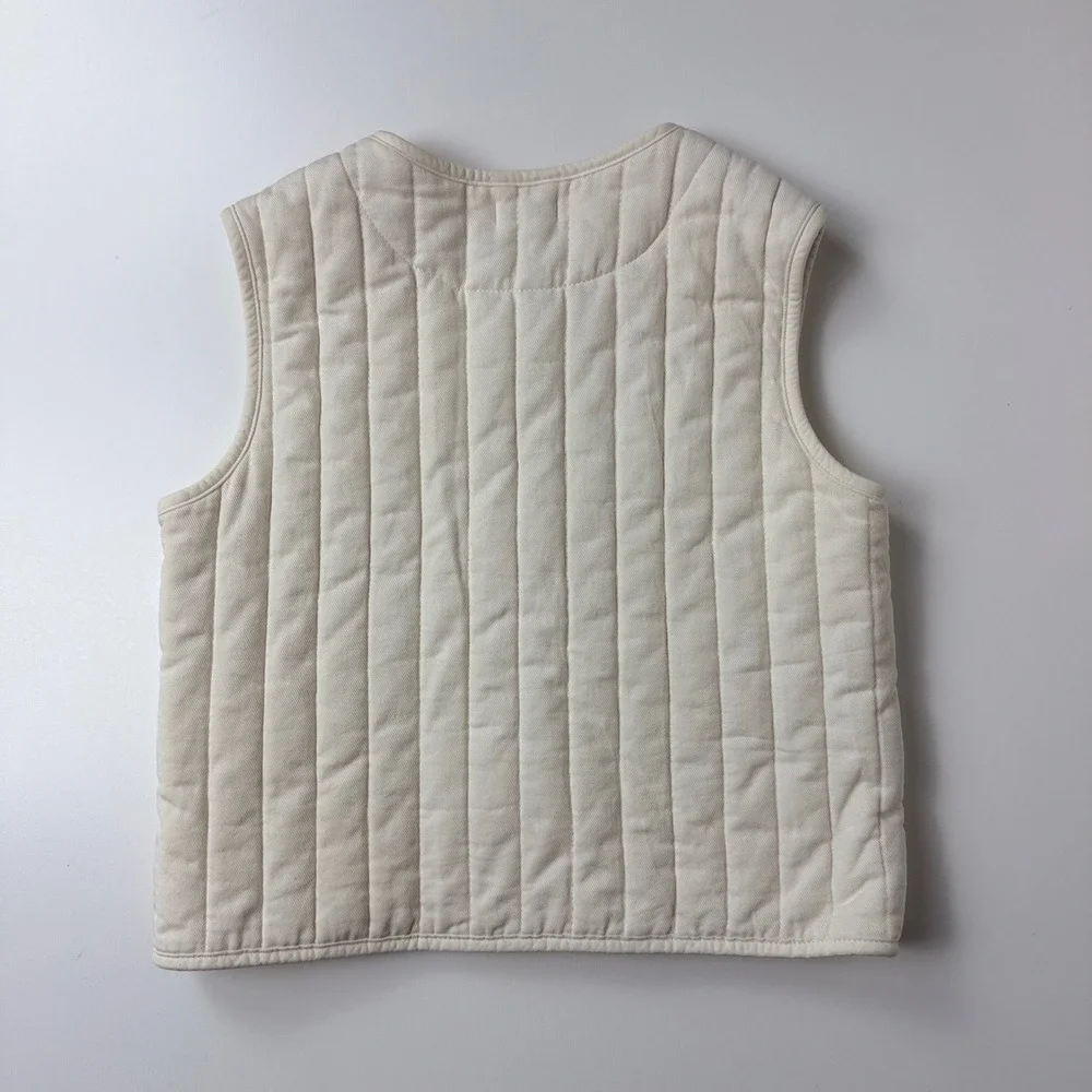 COS Kids Quilted Denim Vest Off White Cream Zip Front Size 2-4Y EUR 98/104
